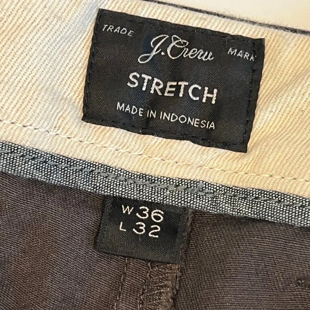 J.Crew Pants Men 36x30.5 Charcoal Gray Cotton Slim-Fit Stretch Chino Pants